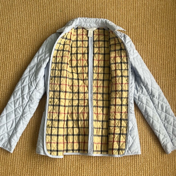 Brooks Brothers Quilted Jacket Women SZ 2 Field Coat Plaid Interior Light Blue - Picture 4 of 9